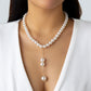 Vintage Imitation-Pearl Heart OT Buckle Pendant Necklace Women Wedding Bridal Bead Chain Neck Accessories Jewelry New