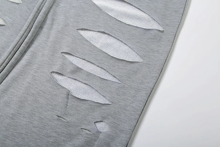 Casual Hollow Pants Woman Hipster Irregular Design Elastic Streetwear Wild Basic Classic Oversize Skinny Trousers