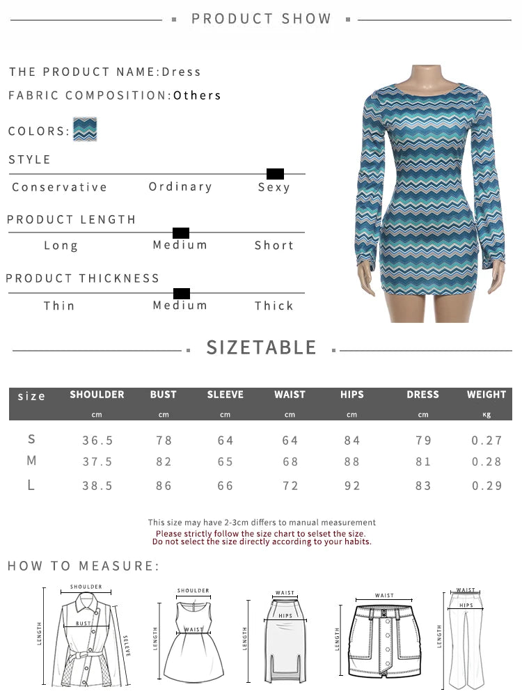 Colorful Print Dress Women o-Neck Full Sleeve Skinny Autumn New Trend Elasticity High Street Classic Mini Bodycon