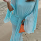 Ruched Elegant Long Dress Woman Autumn Trend Sexy See Through o-Neck Backless Batwing Sleeve Beach Style Vestidos