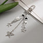 Vintage Hollow Star Cross Pendant Keychain Korean Fashion Beads Keyring Jeans Bag Chain Pendant Y2K Jewelry Accessories