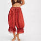 Women Ruffle Long Bloomer Y2k Lace Trim Pettipants Pantaloons Mid Rise Cropped Pajama Pants Under Dress Slips
