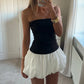 Contrast Color Mini Folds Dress For Women Strapless Sexy Slim Sleeveless Ruched Splice Y2K Beach Female Club Party Dress