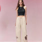 Fitted Tank Top with Minimalist Logo Embroidery & Stripes, Sweet Cool Slim Camisole for Women, Versatile Layering Basics
