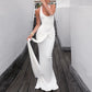 Sleeveless Halter Neck Backless Maxi Dresses Elegant Womens Summer White Beach Dress