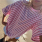 Y2K Pink Striped Oversized T Shirt Casual Loose Half Sleeve Crew Neck Tee Grunge Aesthetic Streetwear Summer Top
