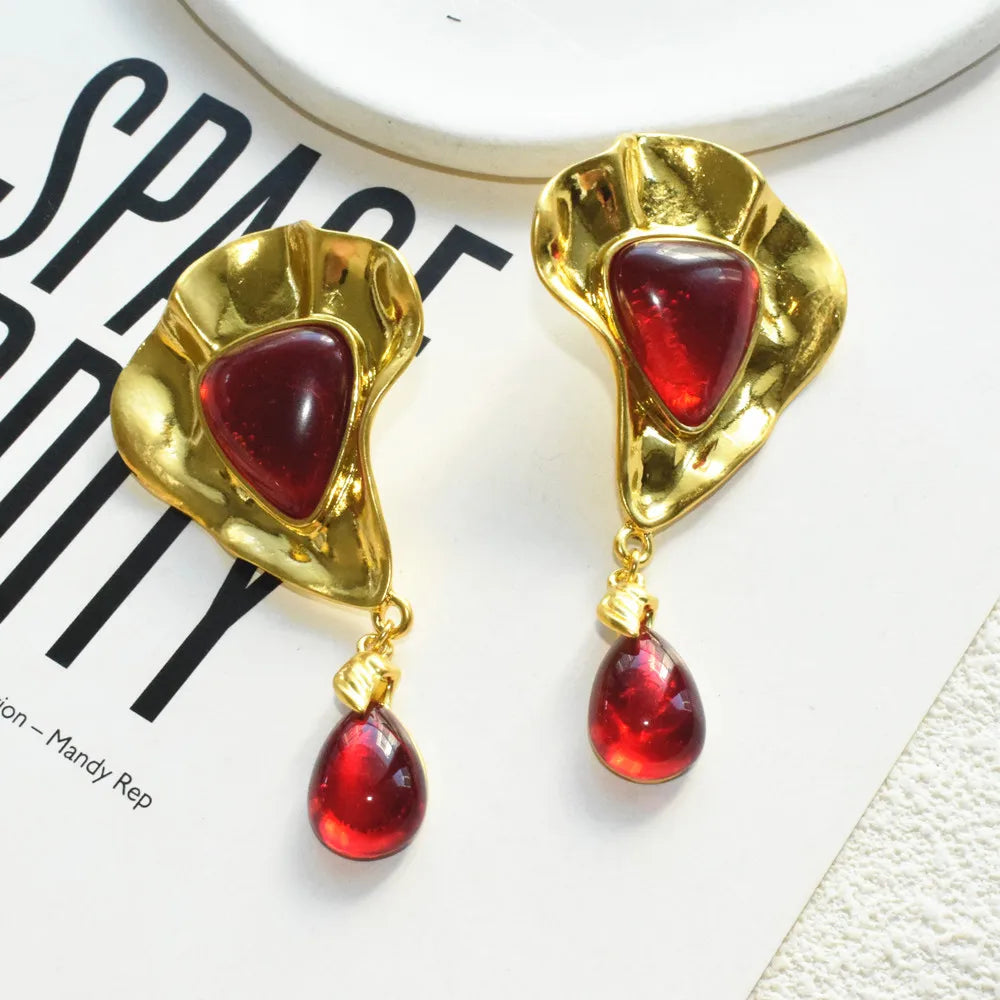 Exaggerated Metal Geometric Water Drop Dangle Earrings for Women Jewelry Gorgeous Fashion Show Statement Earrings Accessories