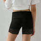 Chic Y2K Style Fold Over Waist Lace Trim Biker Shorts for Women Solid Color Soft Safety Shorts Casual Daily Loungewear
