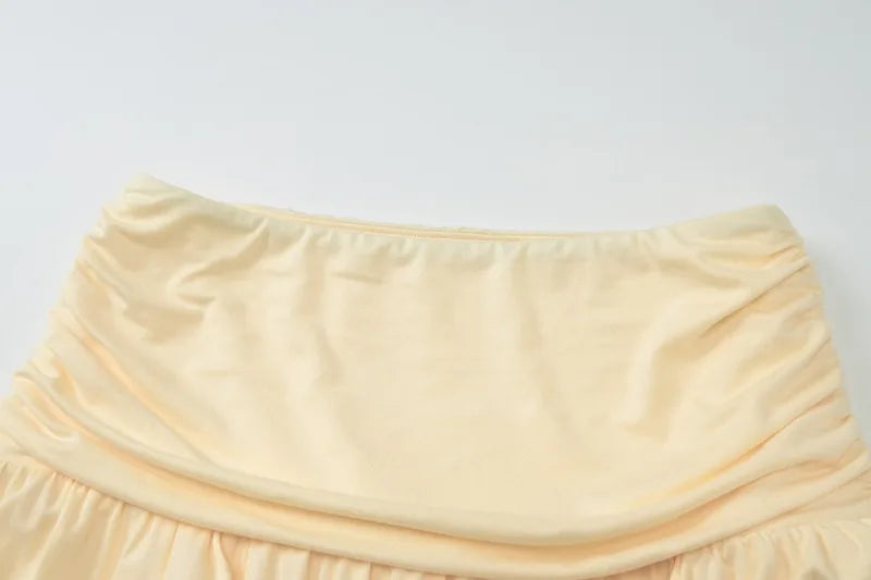 2 Piece Sets Woman Brunch Outfit Twisted V Neck Crop Top and Pleated Long Skirt Matching Sets