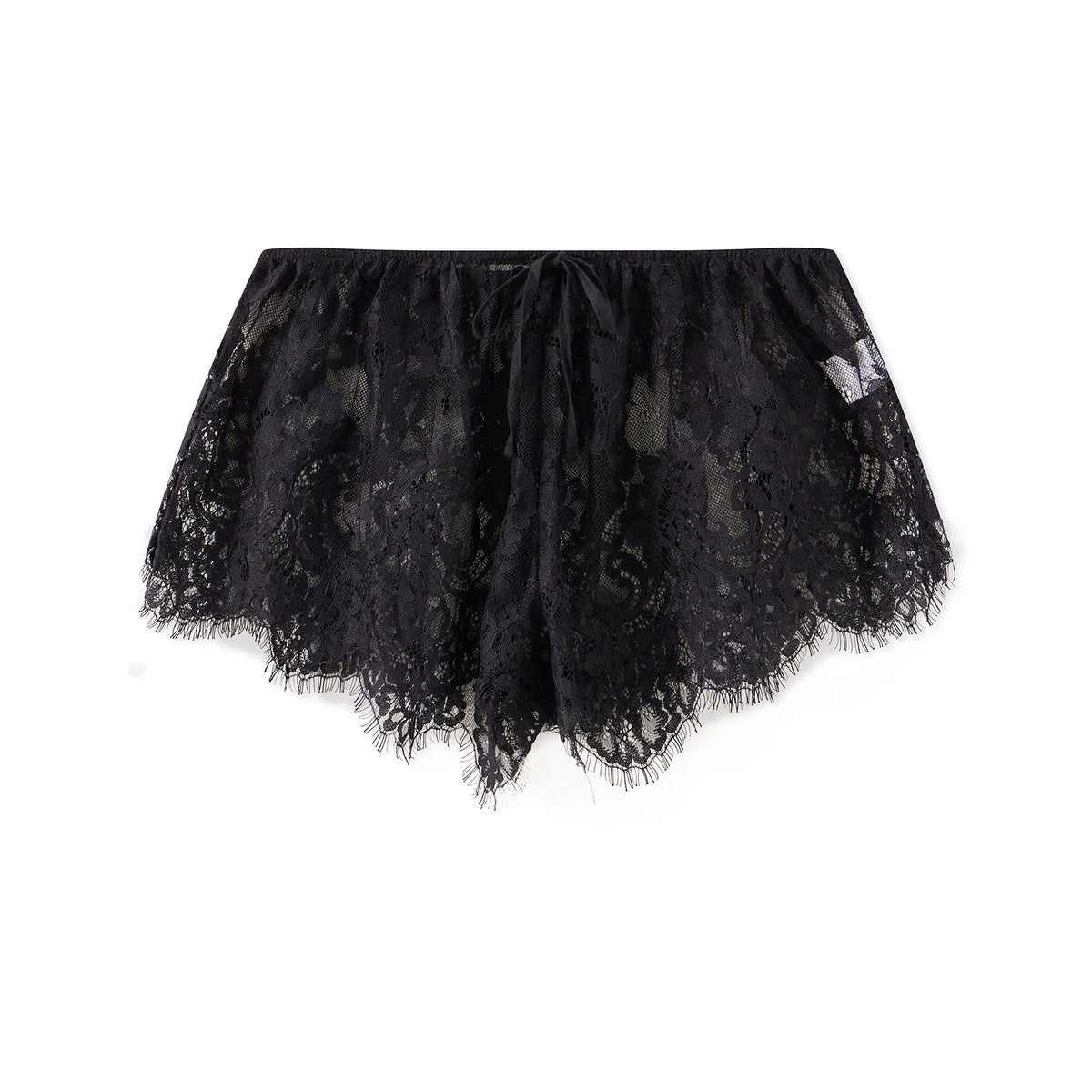 Women’s Solid Color Lace See Through Shorts Casual Elastic Waist Wide Leg Lingerie Shorts Summer Lounge Bottoms