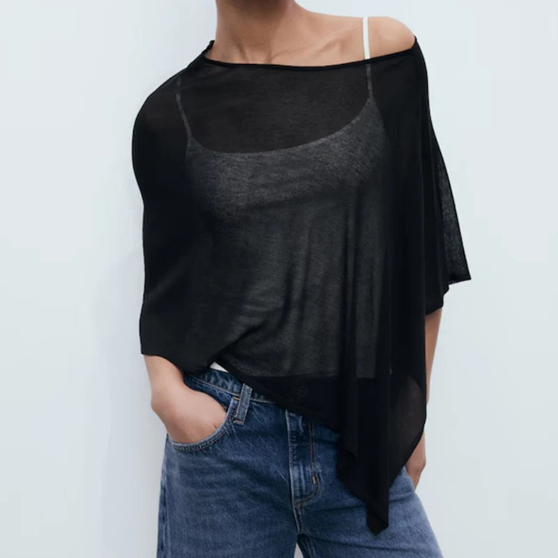Boho Beach Vacation Pullovers Tees Summer Irregular Knitted Cover-ups Crop Tops Y2k Aesthetic Vintage Smocked T-shirt
