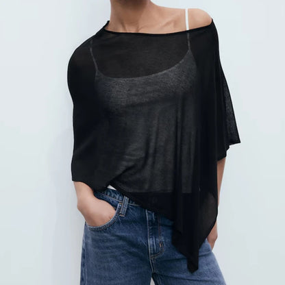 Boho Beach Vacation Pullovers Tees Summer Irregular Knitted Cover-ups Crop Tops Y2k Aesthetic Vintage Smocked T-shirt