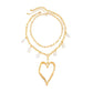 Vintage Large Heart Pendant Choker Necklace for Women, Trendy Boho Imitation Pearl Chain, Wedding Neck Jewelry, New, 2Pcs Set