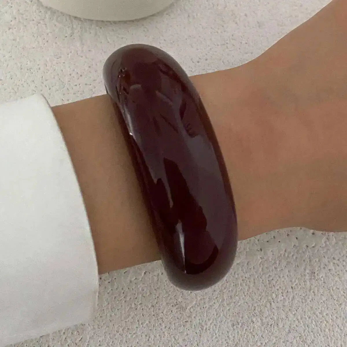 Y2K Boho Thick Resin Acrylic Open Wide Bangles for Women New Trend Vintage Irregular Chunky Arm Bracelets Daily Jewelry