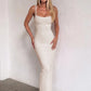 Women Spaghetti Strap Square Neck Sexy Maxi Dress Bodycon Backless Long Dress Elegant Club Night Out Party Dress