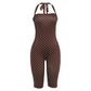 Polka Dot Print Backless Rompers Woman Summer Sexy Bandage Halter Sleeveless Skinny Peach Hip Streetwear Playsuits
