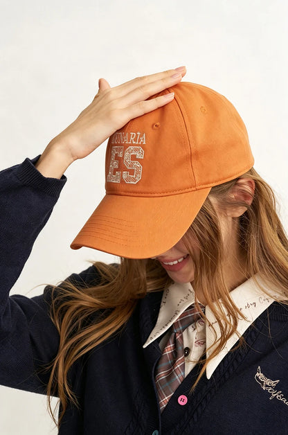 Brown Baseball Cap with Letter Embroidery, Casual Adjustable Sun Hat for Everyday Outdoor