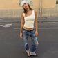 Asymmetric Neck Cut Out Tank Top Streetwear Summer Solid Color Sleeveless Backless Crop Tops Rave Clothing
