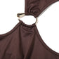 Asymmetrical Cutout One Shoulder Mini Dress Fall 2025 Fashion Long Sleeve Dresses Brown Sexy Club Outfits