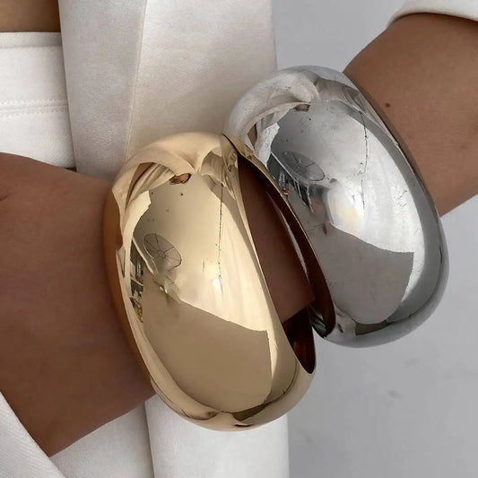 Vintage Chunky Metal Wide Bangle for Women Exaggerated Creative Daily Party Bracelet Trendy Charm Jewelry Accessory