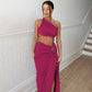 Hollow Out Sexy Two Piece Set Women One Shoulder Crop Top And Maxi Skirt Matching Sets Femme Bodycon Skirt Sets