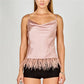 Women Feather Tank Top Summer High Street Sleeveless Fluffy Fur Cami Tops Flowy Fringe Y2k Going Out Crop Tops