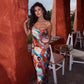 Colorful Printed Spaghetti Strap Backless Maxi Dress Women Elegant Sexy Party Dresses Luxury Summer 2025