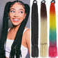 Synthetic 24inch Girls Colored Box Braided Ponytail With Elastic Rubber Band Hair Extensions Rainbow Color Box Pigtail Hairpiece