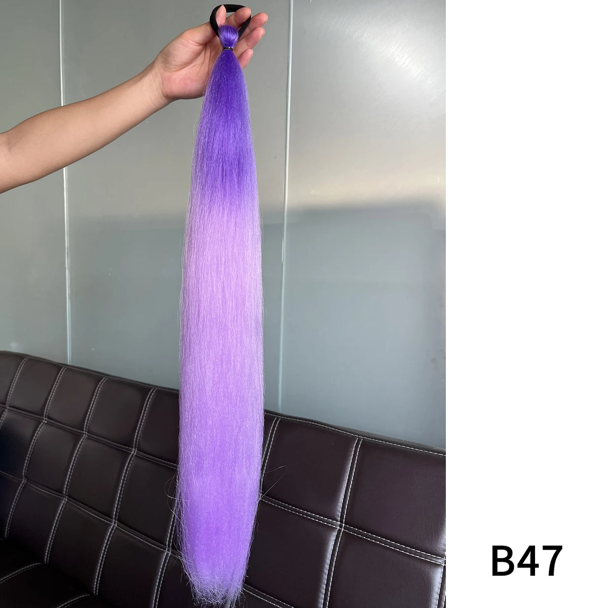 Synthetic Long Straight Ponytail Extensions With Rubber Band DIY Braided Ponytail Purple Hair Accessories for Halloween