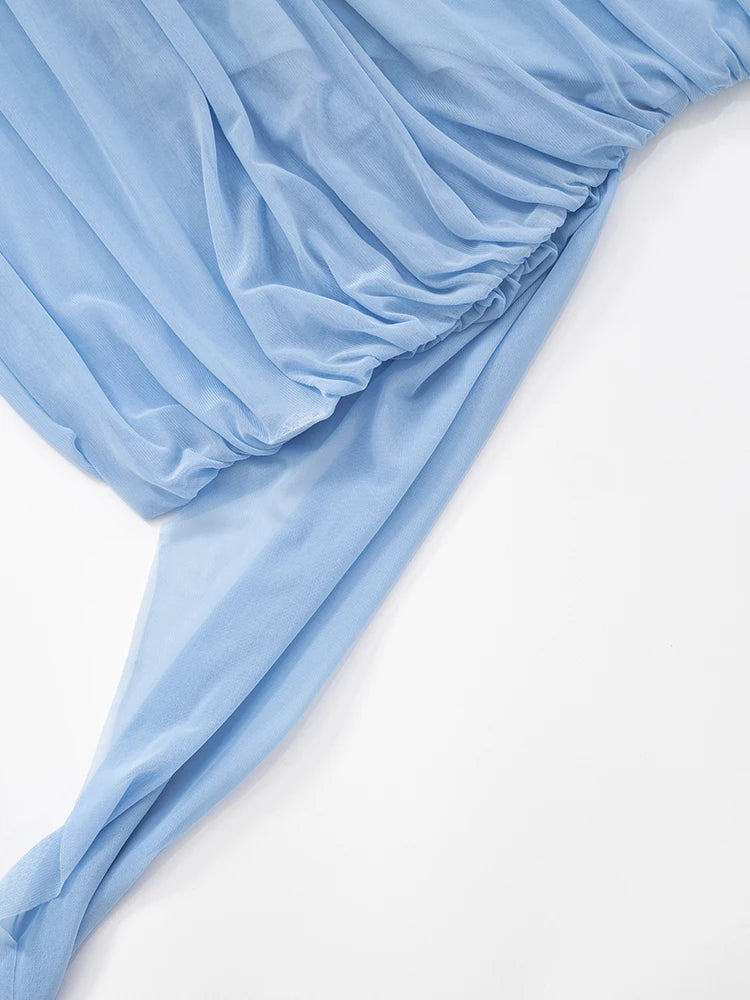 Through Dress Women Backless Sleeveless Tassel Double Deck Pleated Sexy Midnight Clubwear Party Mini Bodycon