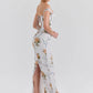 Vintage Print Sexy Maxi Dress Women Gown Summer Off-shoulder Sleeveless Backless Bodycon Club Party Long Dress Elegant