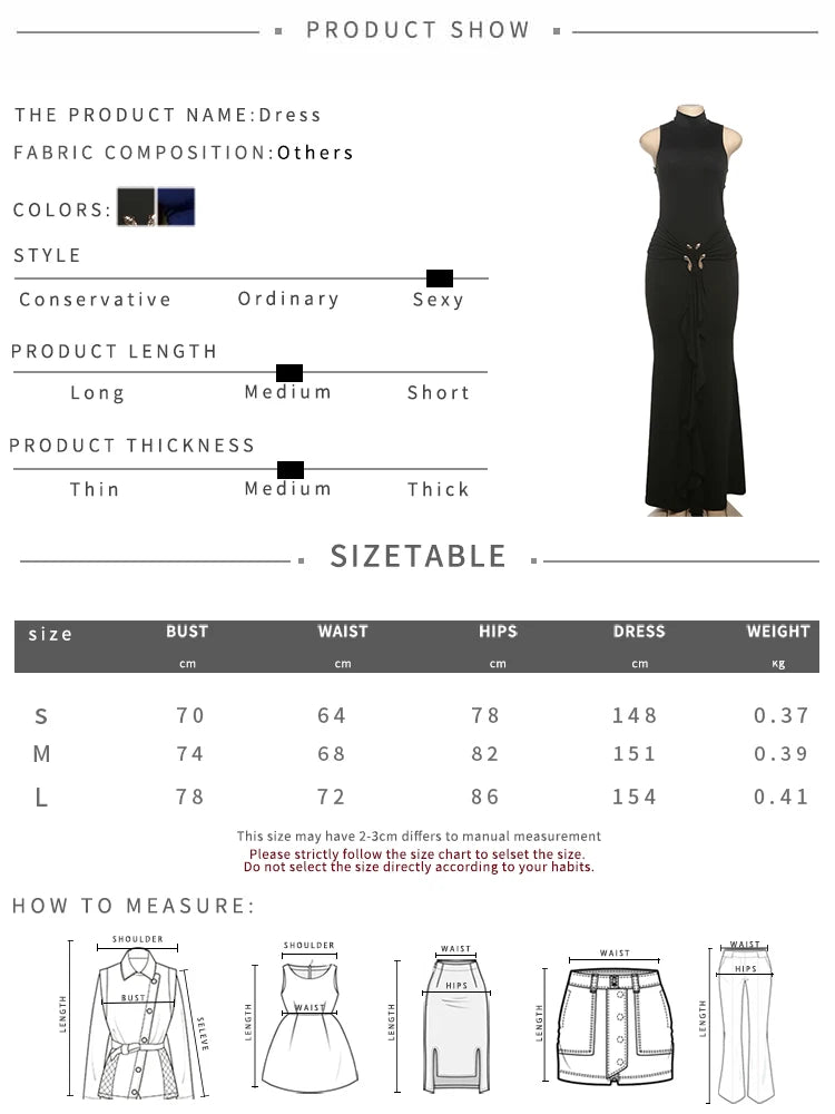 Metal Decoration Dress Women Summer Trend Turtleneck Sleeveless Ribbon Midnight Banquet Party Elegant Long Bodycon