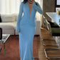 Autumn New Trend Casual Elegant Long Dress Woman Deep V-Neck Full Sleeve Ruched Shape Waist Daily Simple Style Vestidos