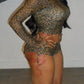 Leopard Print 2 Piece Set Women Trend O-Neck Full Sleeve T-Shirt+Bike Shorts Hottie Chic Midnight Street Club Suits