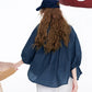 Women's Solid Color Sheer Blouse, Stand Collar Puff Sleeve Casual Button Down Loose Fit Shirt