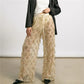 Sheer Mesh Sequin Fringe Wide Leg Pants Drawstring Elastic Waist See Through Beach Cover Up Palazzo Pants Party Clubwear