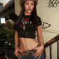 See Through Sexy Crop Tops Women Y2K Letter Print Fit Stretch Hottie Street Summer Sexy Hipster Classic Basis Tees