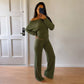 Woman Clothing Set 2 Piece Drawstring Sweatpants and One Shoulder Long Sleeve Top Casual Fall Outfits C56-CG34