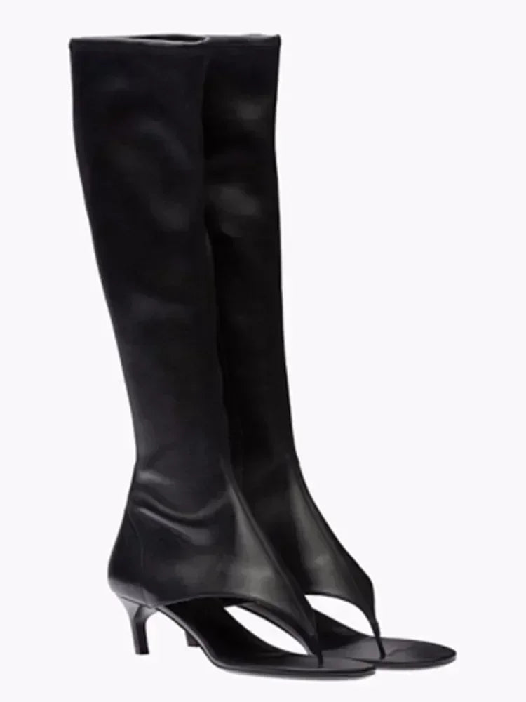 New European and American Fish Mouth Clip Toe Mid Boot, Fashionable Thin High Heel Side Zipper Women's High Tube Cool Boot