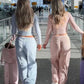 Casuals Stripes 2 Piece Set Women Trend Hooded Zip Full Sleeve Jacket+Drawstring Wide-Leg Pants Fashion Streetwear
