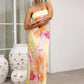 Satin Print Off-shoulder Sexy Maxi Dress Women Gown Elegant Strapless Sleeveless Backless Club Party Long Dresses
