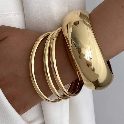 Women's Trendy Minimalism Vintage Stackable Bangle Bracelet Set 4 Styles Daily Charm Temperament Jewelry Accessories Gift