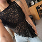 Summer Lace Sexy Tank Top Women Fashion O Neck See Through Sleeveless Tank Tops Vest Female Elegant Irregular Top Tees