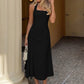 Square Neck Halter Backless Long Dresses Elegant White A Shape Dress Woman Summer Clothing 2026