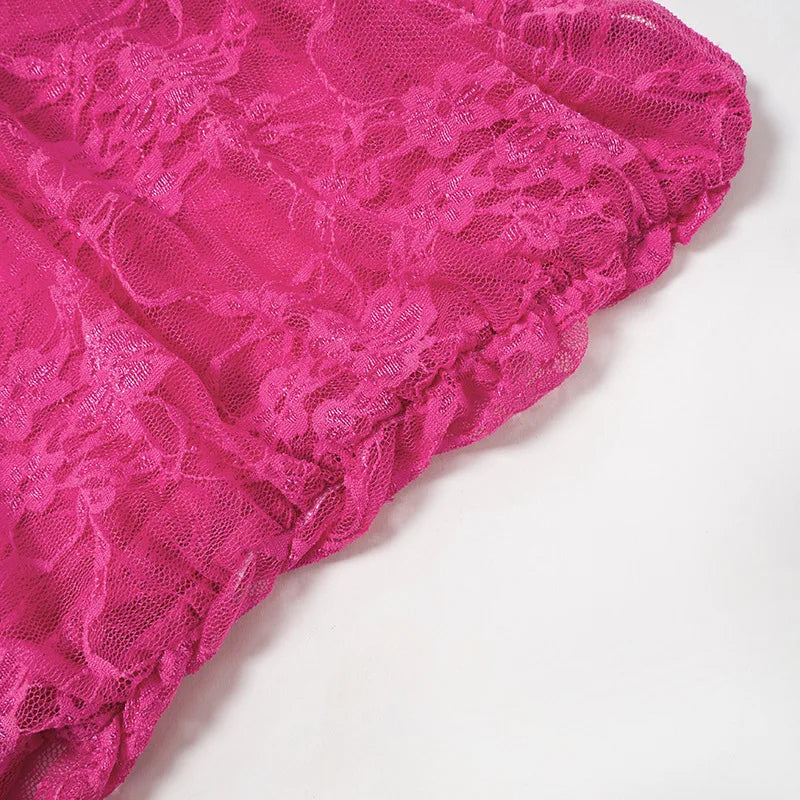 Sexy Pants Pink See Through Lace Mesh Leggings Nightclub Outfits Baddie Streetwear Women Bottoms Fashion 2023