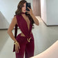Sexy Jumpsuits for Woman Outfit Club Wear One Pieces Sleeveless Deep V Neck Backless Flare Jumpsuit