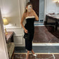 Black and White Patchwork Bow Strapless Long Dresses Elegant Sexy Dinner Dress Women Evening Party Wear