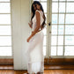 Sexy 2 Pieces Set Women Outfit Crop Top and Long Skirt Sets See Through Lace Mesh Patchwork White Dress Suits