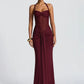 Halter Backless Sexy Maxi Dress Women Fashion Patchwork Off-shoulder Sleeveless Ruched Draped Bodycon Club Party Dress