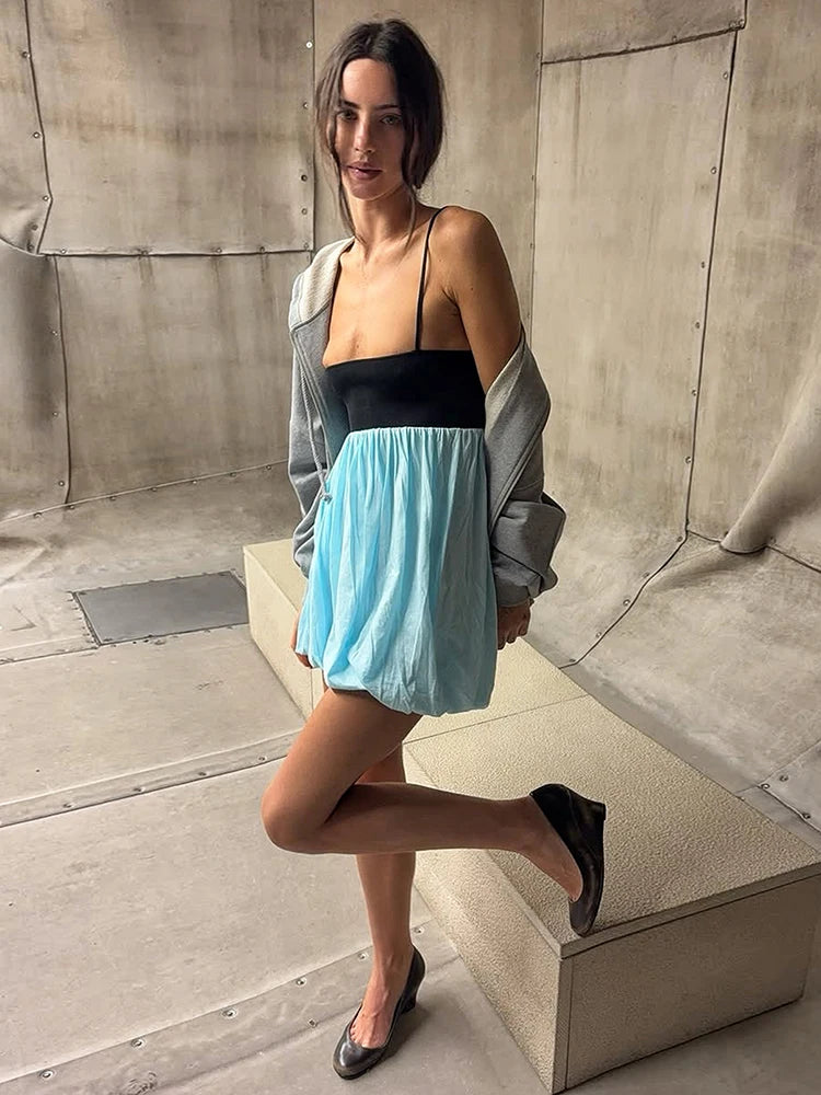 Patchwork Draped Dress Women Low-Neck 2026 Summer New Trend Sweet Party High Street Sexy Midnight Chic Mini Bodycon